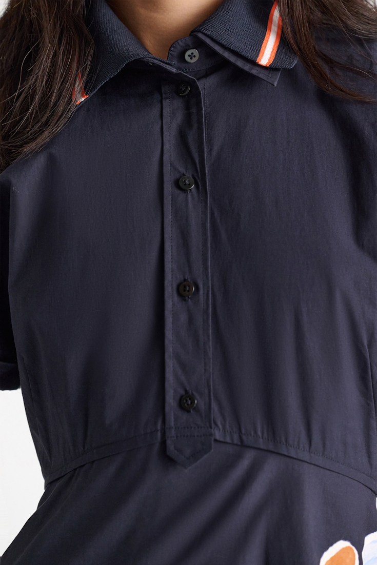 Dorothee Schumacher Kleid mit floralem Signature-Print aus Baumwoll-Popeline dream flower navy