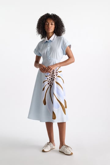 Dorothee Schumacher Kleid mit floralem Signature-Print aus Baumwoll-Popeline dream flower blue