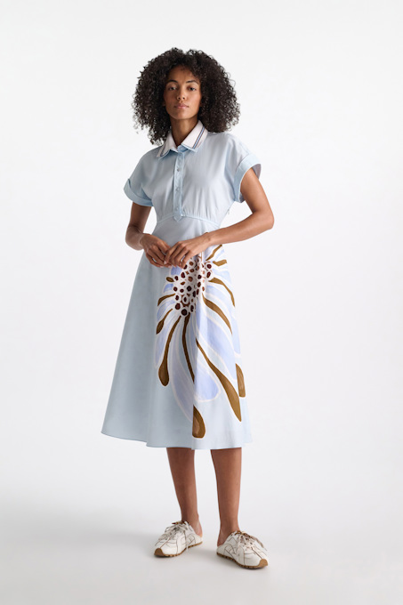 Printed cotton poplin dress