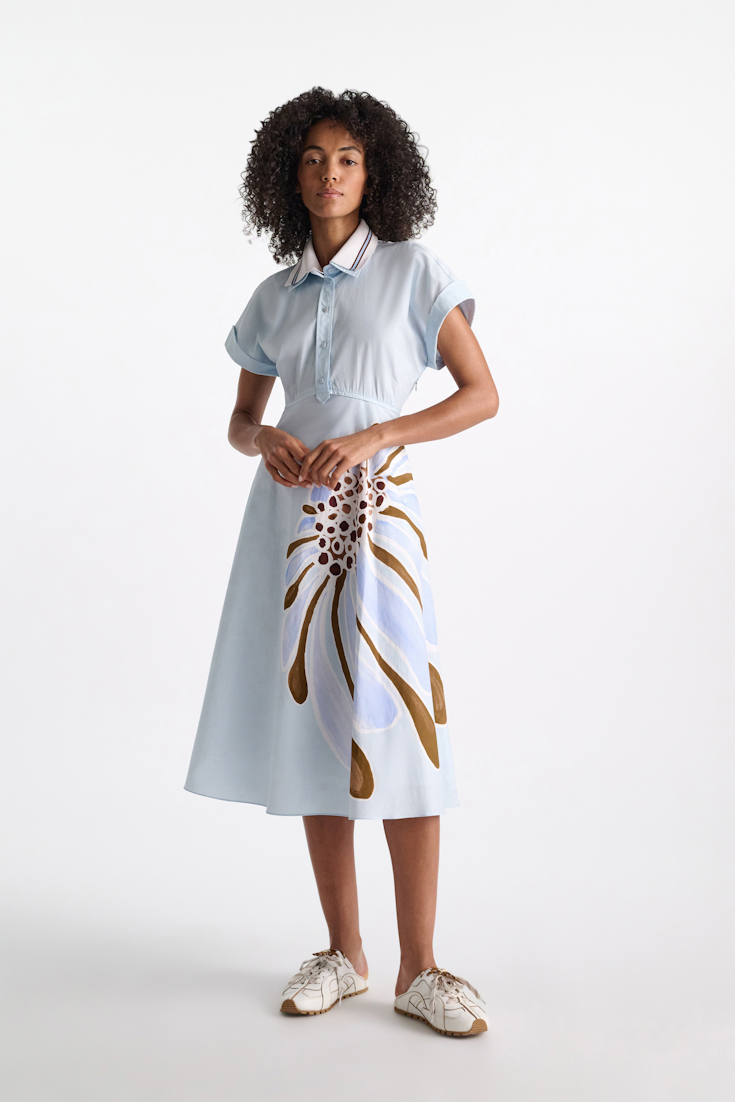 Dorothee Schumacher Kleid mit floralem Signature-Print aus Baumwoll-Popeline dream flower blue