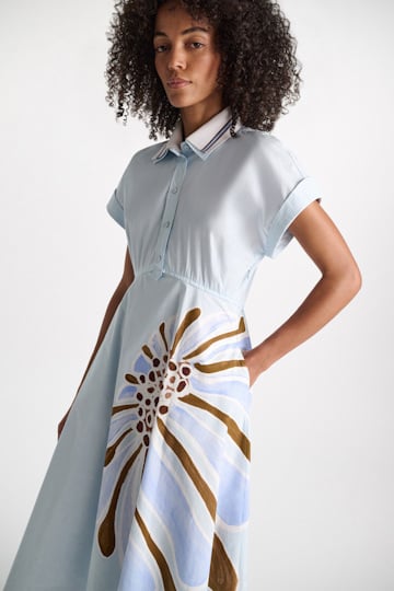 Dorothee Schumacher Kleid mit floralem Signature-Print aus Baumwoll-Popeline dream flower blue