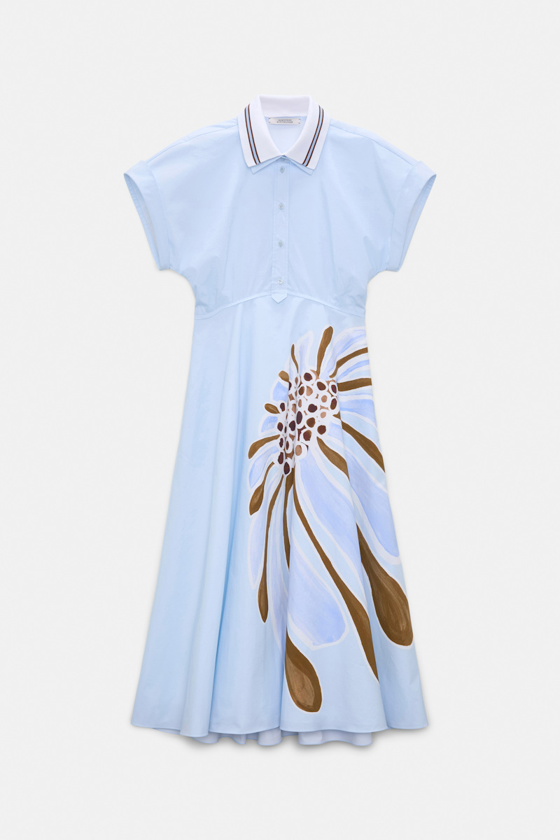 Dorothee Schumacher Women's Blue Printed Cotton Poplin Dress Medium