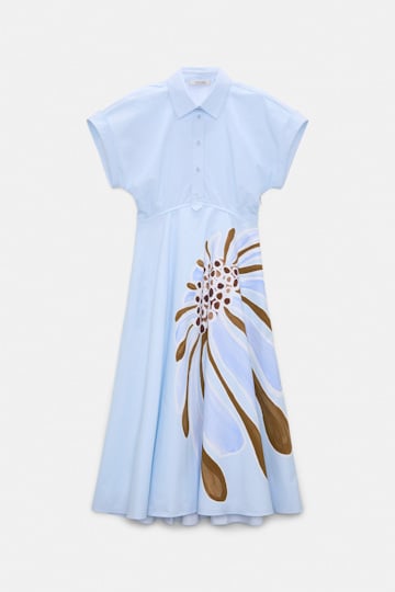 Dorothee Schumacher Kleid mit floralem Signature-Print aus Baumwoll-Popeline dream flower blue