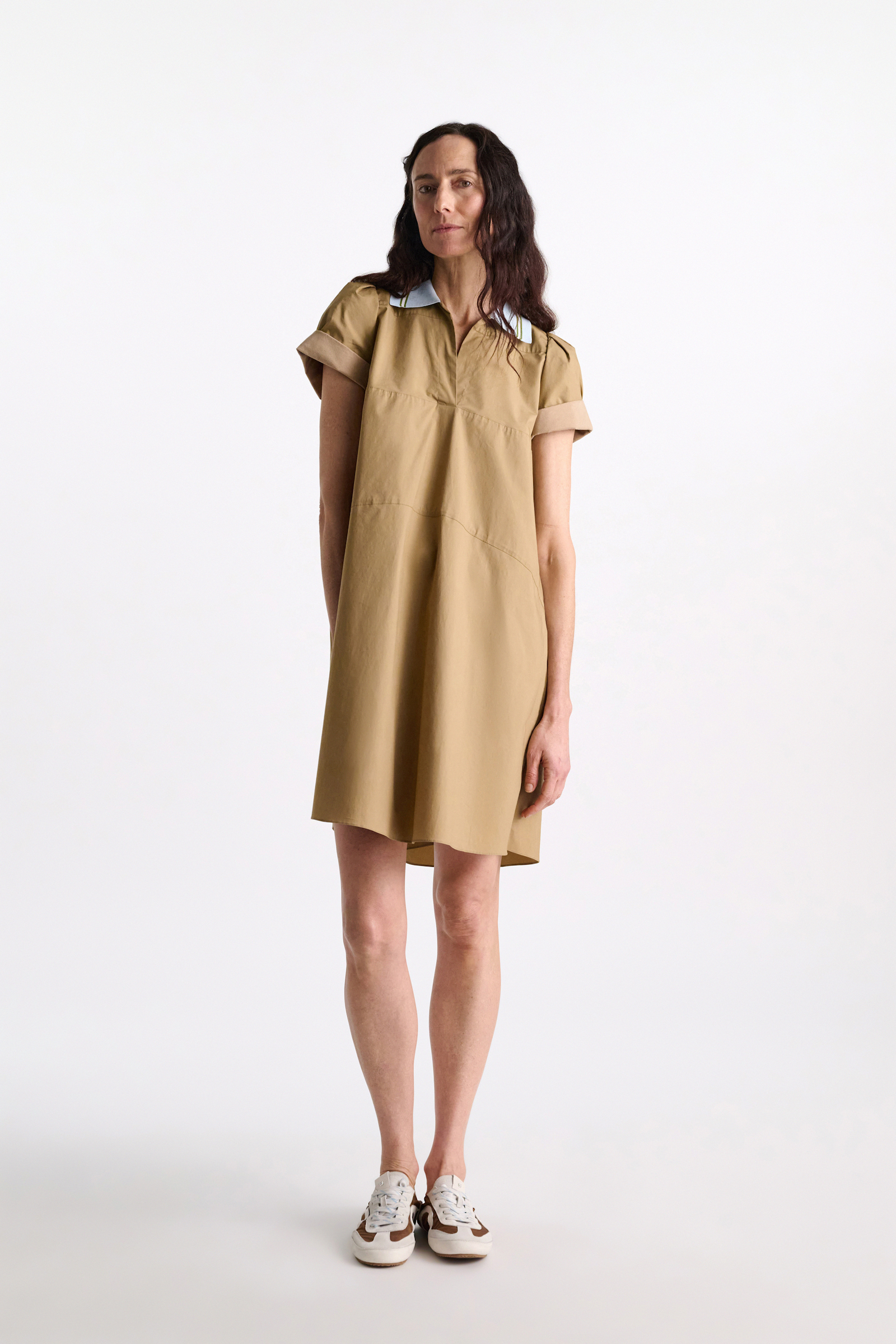 Dorothee Schumacher Polo mini-dress in cotton poplin desert
