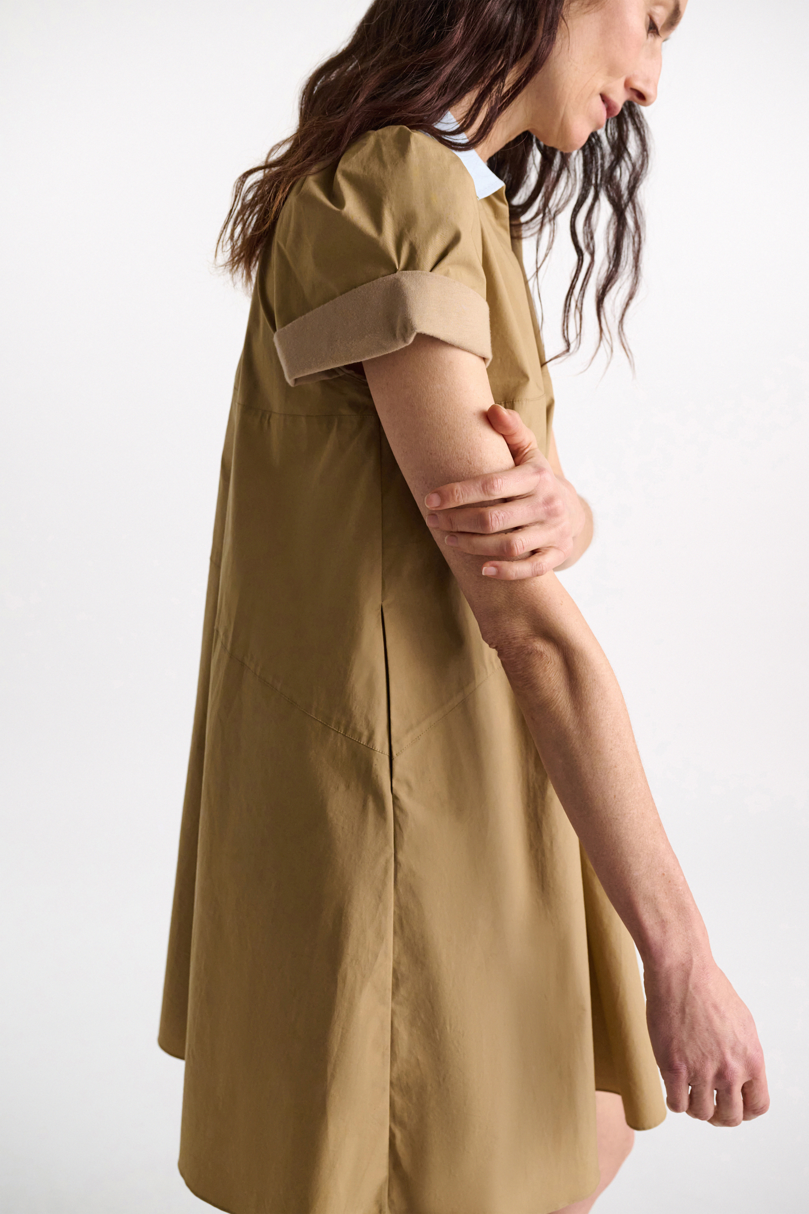 Dorothee Schumacher Polo mini-dress in cotton poplin desert