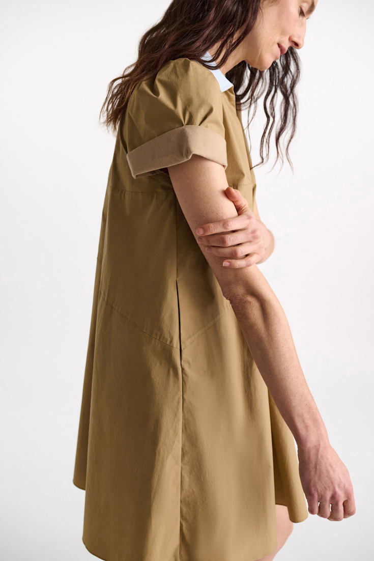 Dorothee Schumacher Polo mini-dress in cotton poplin desert