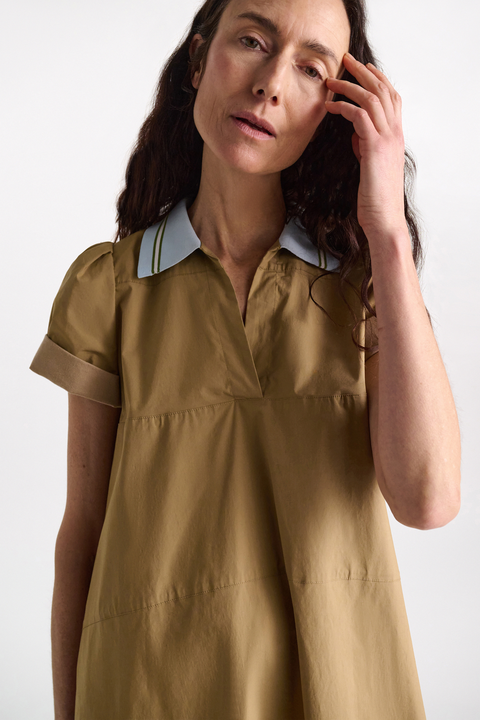 Dorothee Schumacher Polo mini-dress in cotton poplin desert
