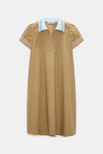 Dorothee Schumacher Polo mini-dress in cotton poplin desert