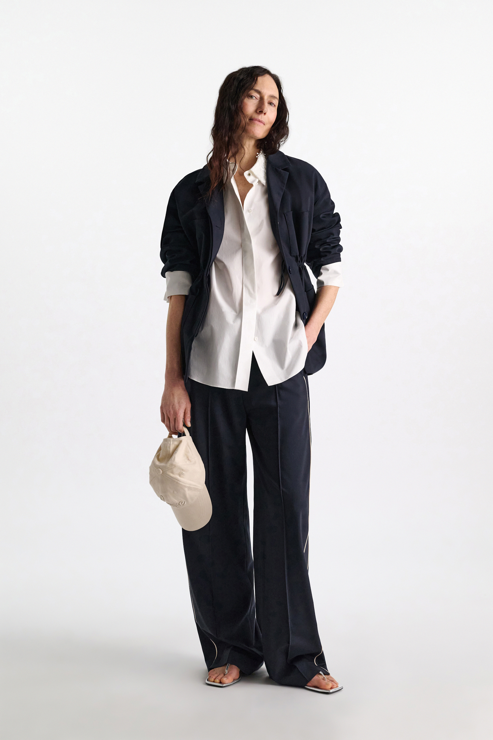 Dorothee Schumacher Cotton poplin shirt with floral collar pure white