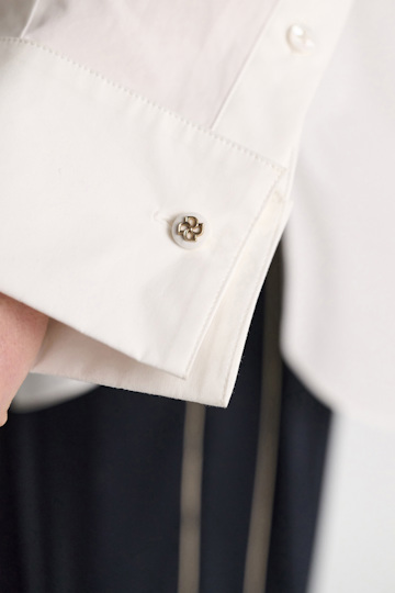 Dorothee Schumacher Hemd mit floralem Kragen aus Baumwoll-Popeline pure white