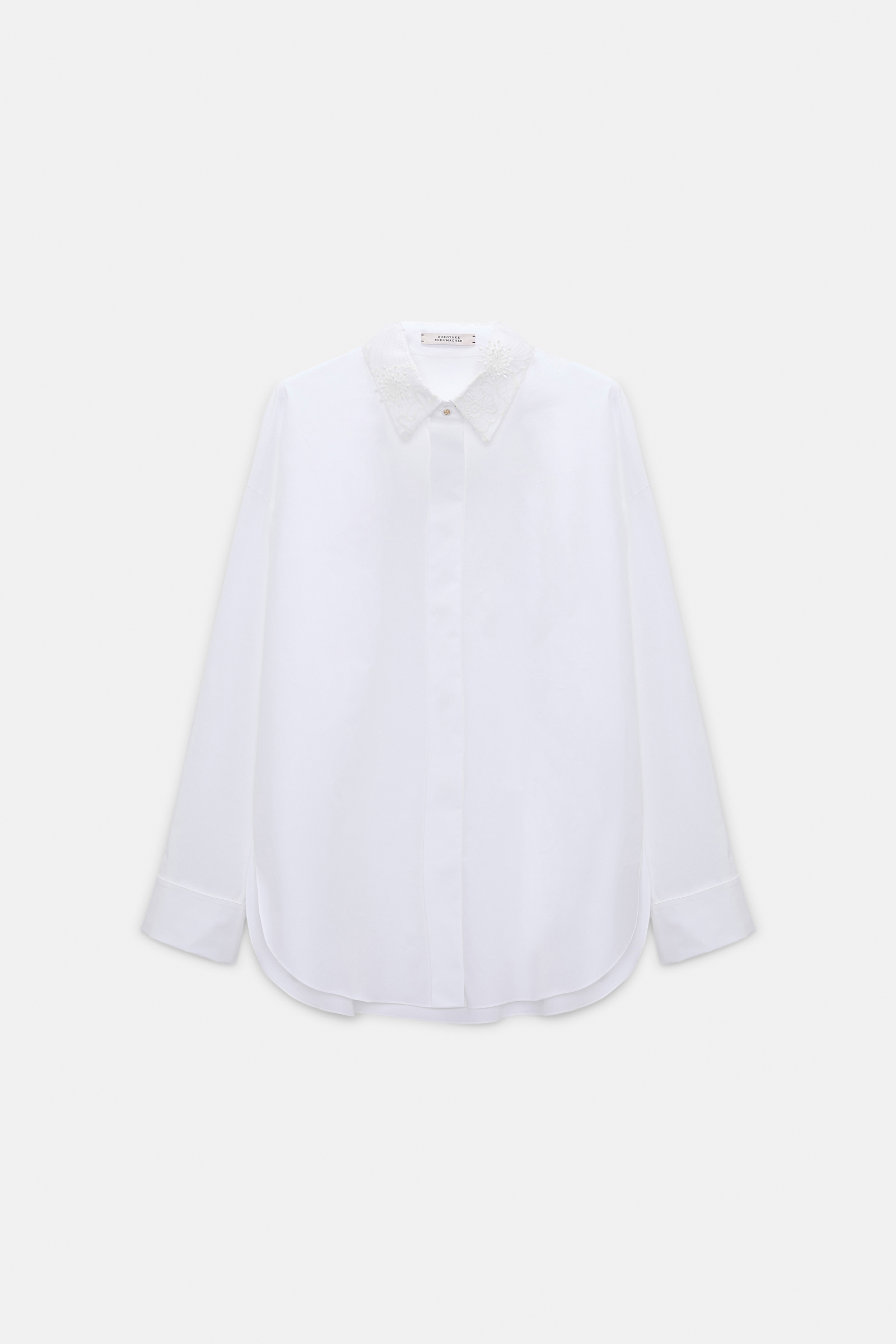 Dorothee Schumacher Cotton poplin shirt with floral collar pure white