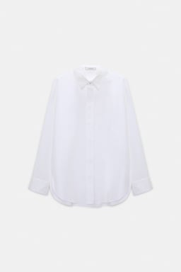 Dorothee Schumacher Cotton poplin shirt with floral collar pure white