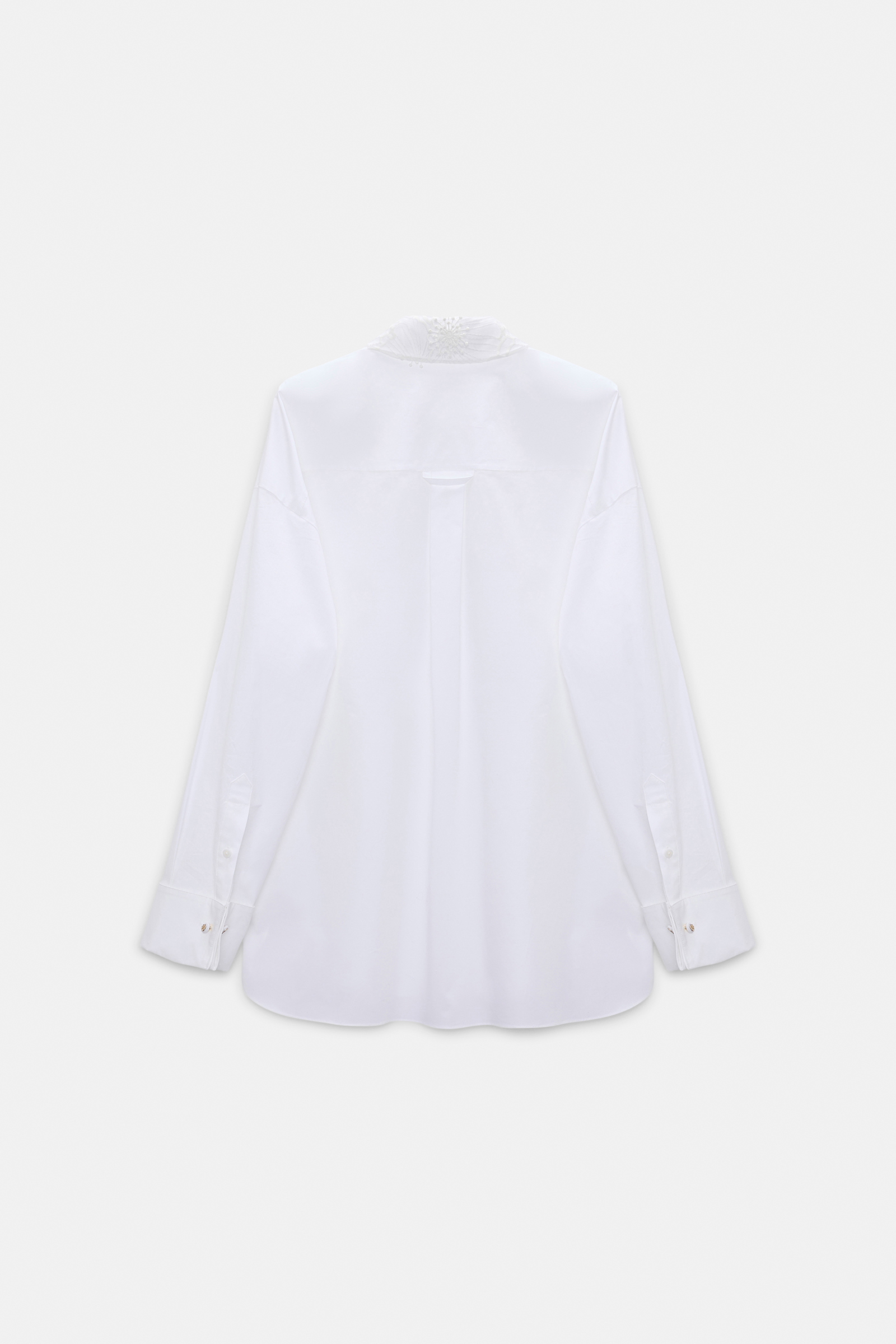 Dorothee Schumacher Cotton poplin shirt with floral collar pure white