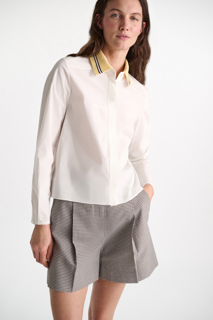 Dorothee Schumacher A-line cotton poplin blouse with removable collar white lemon