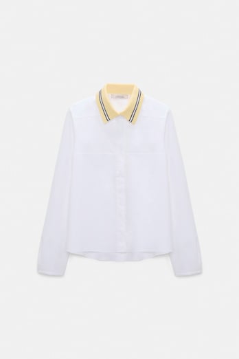 Dorothee Schumacher A-line cotton poplin blouse with removable collar white lemon
