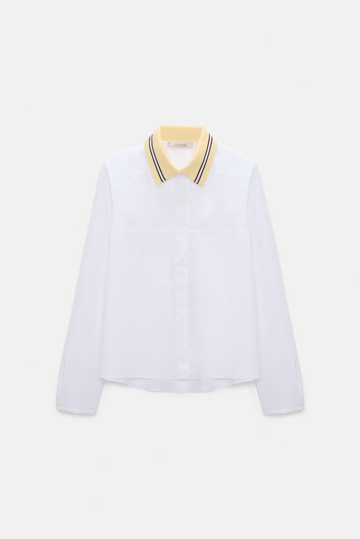 Dorothee Schumacher A-line cotton poplin blouse with removable collar white lemon