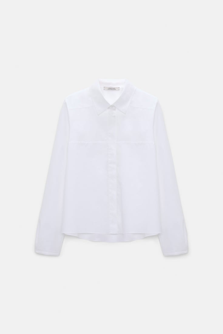 Dorothee Schumacher A-line cotton poplin blouse with removable collar white lemon