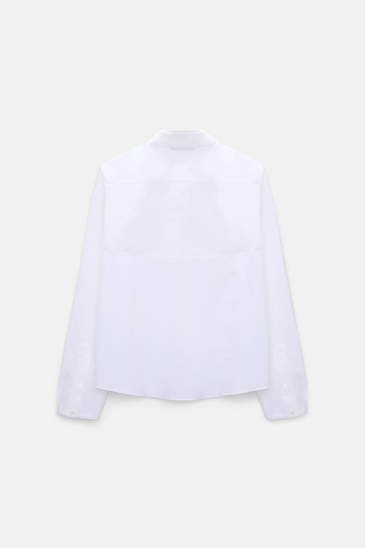 Dorothee Schumacher A-line cotton poplin blouse with removable collar white lemon