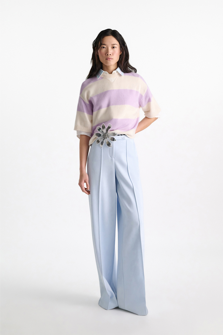 Dorothee Schumacher A-line cotton poplin blouse with removable collar white sky