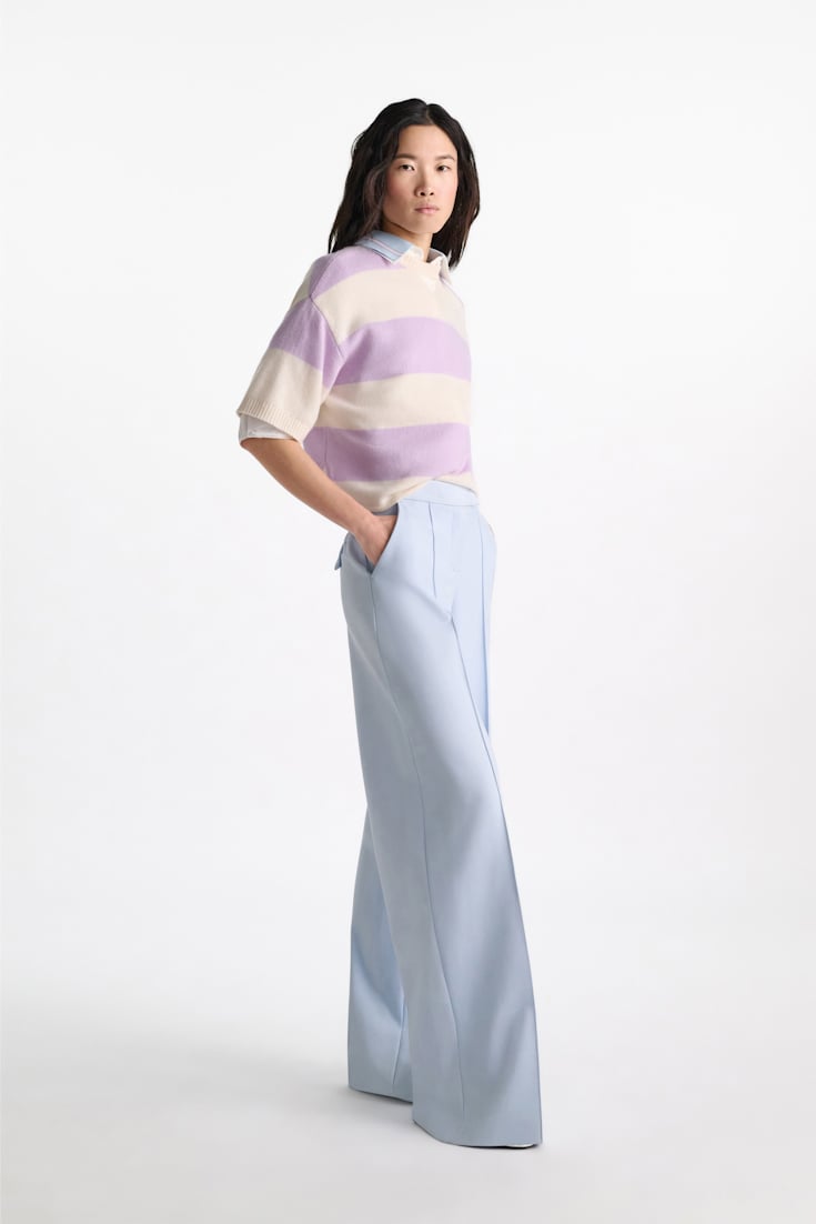 Dorothee Schumacher A-line cotton poplin blouse with removable collar white sky