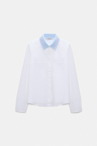 Dorothee Schumacher A-line cotton poplin blouse with removable collar white sky