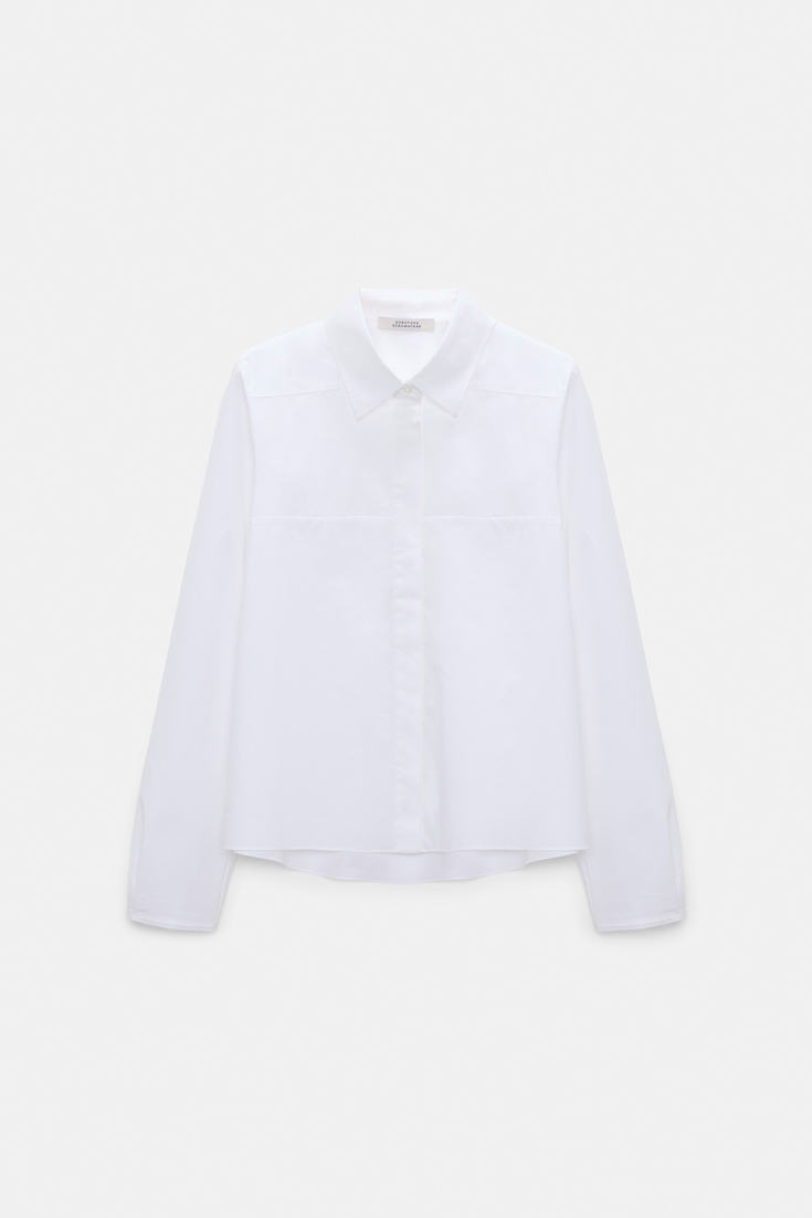 Dorothee Schumacher A-line cotton poplin blouse with removable collar white sky