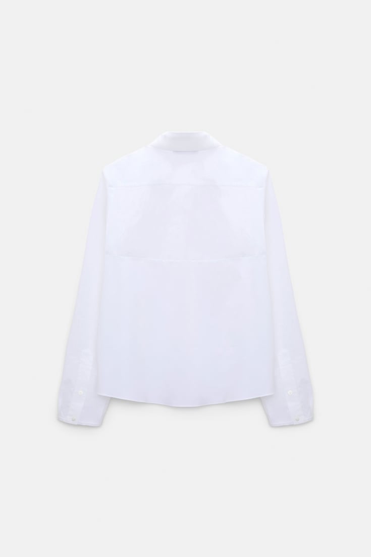 Dorothee Schumacher A-line cotton poplin blouse with removable collar white sky