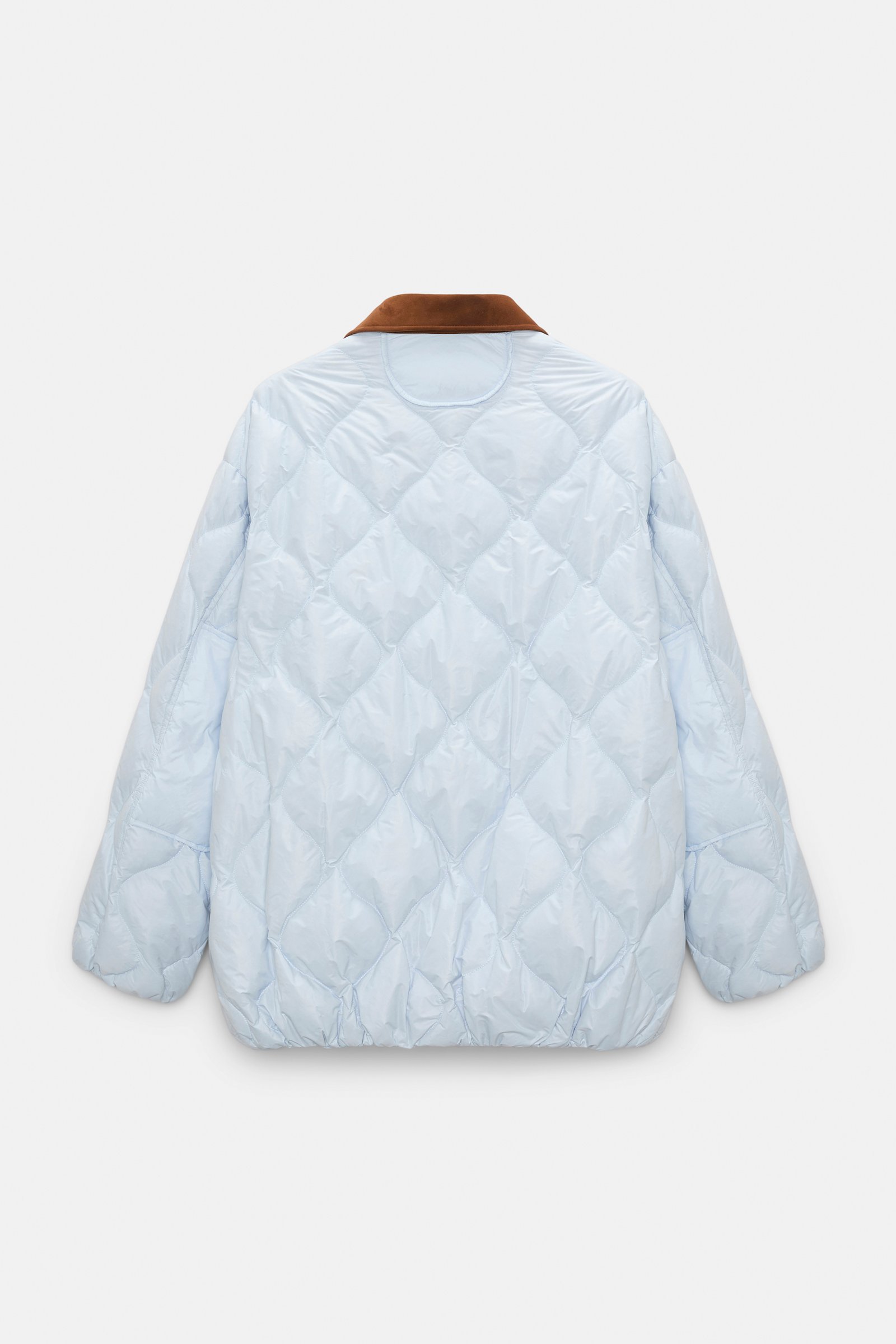 Dorothee Schumacher Down jacket with faux leather collar ice sky