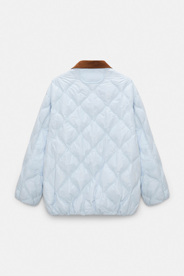 Dorothee Schumacher Down jacket with faux leather collar ice sky