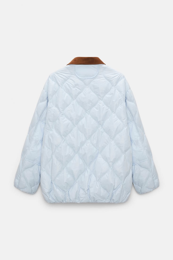 Dorothee Schumacher Down jacket with faux leather collar ice sky