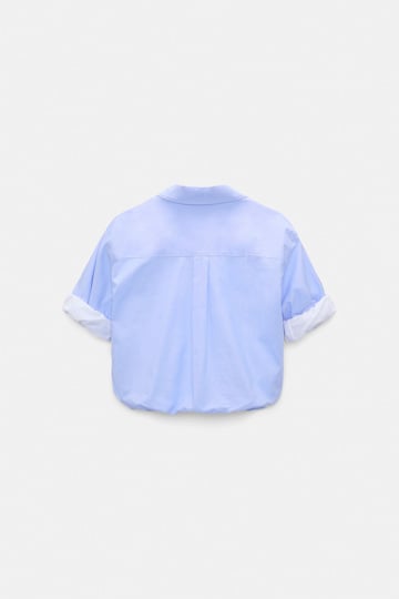 Dorothee Schumacher Zweilagige, kurz geschnittene Blousonbluse oxford blue