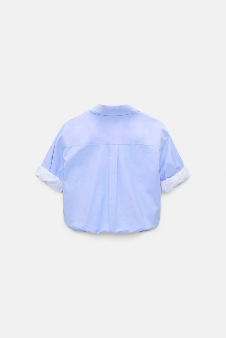 Dorothee Schumacher Zweilagige, kurz geschnittene Blousonbluse oxford blue