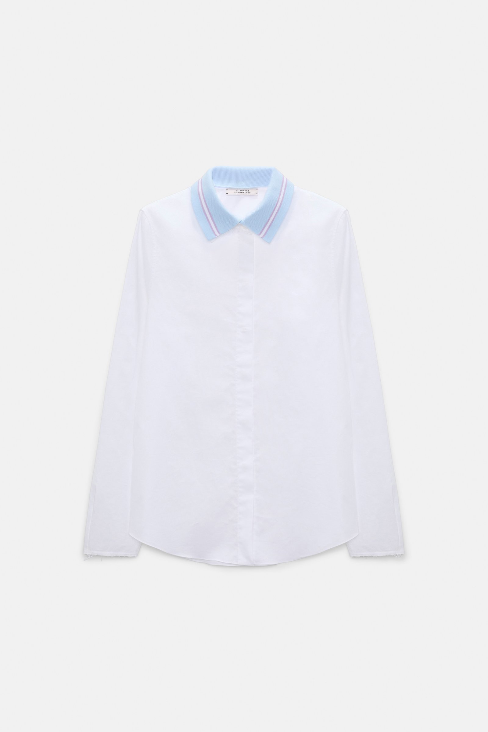 Dorothee Schumacher Bluse mit abnehmbarem, gestreiftem Polokragen aus Baumwoll-Oxford pure white