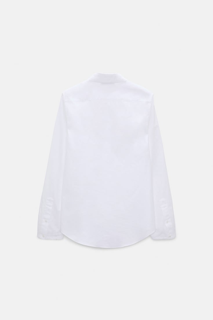 Dorothee Schumacher Bluse mit abnehmbarem, gestreiftem Polokragen aus Baumwoll-Oxford pure white