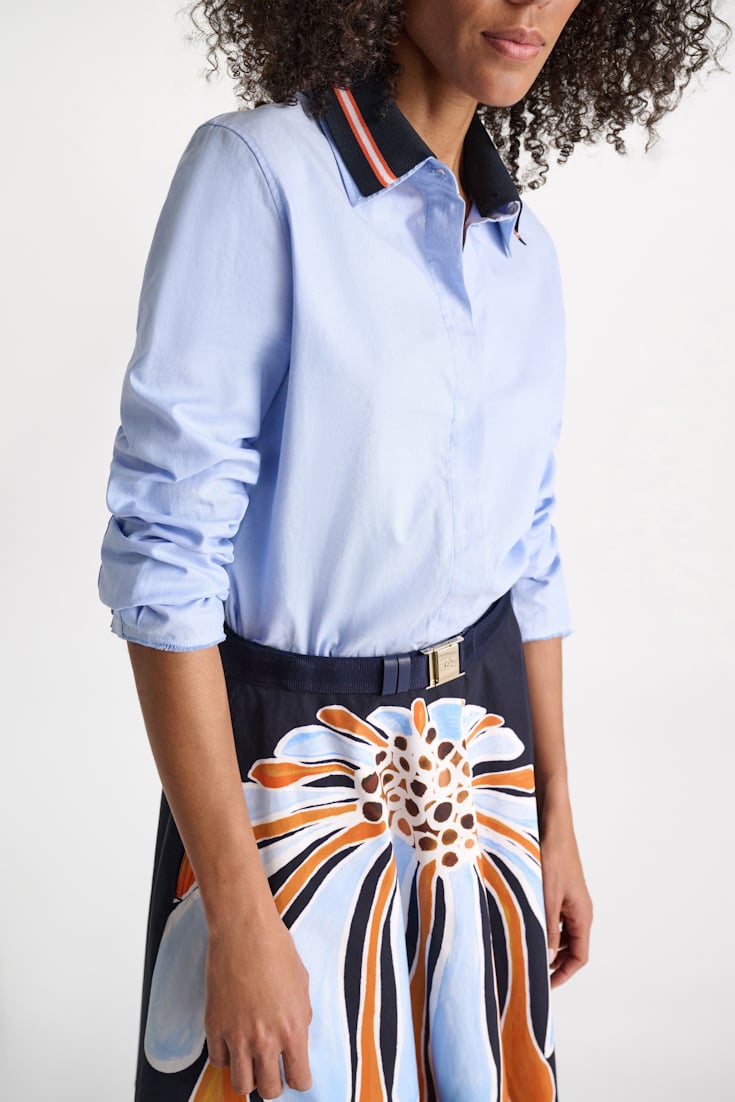 Dorothee Schumacher Cotton oxford shirt with removable collar oxford blue