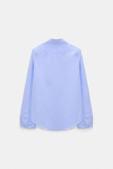 Dorothee Schumacher Bluse mit abnehmbarem, gestreiftem Polokragen aus Baumwoll-Oxford oxford blue