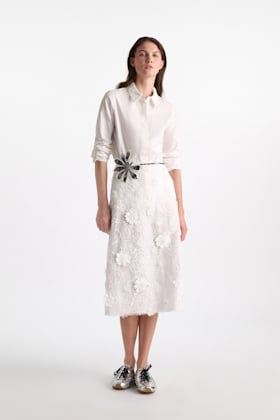 Dorothee Schumacher Cotton oxford shirt with optional lace collar pure white