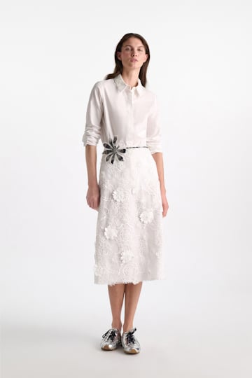 Dorothee Schumacher Cotton oxford shirt with optional lace collar pure white