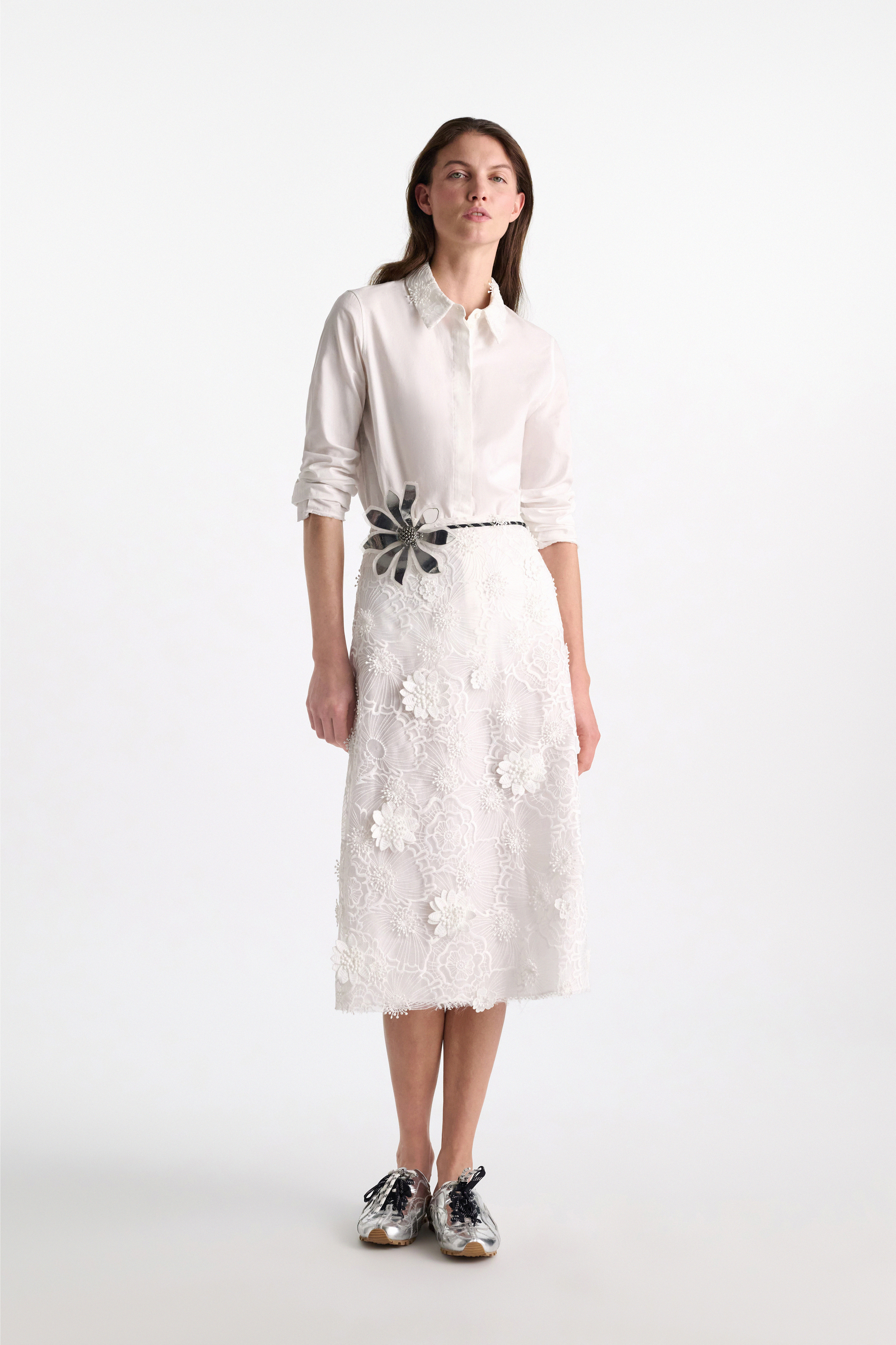 Dorothee Schumacher Cotton oxford shirt with optional lace
