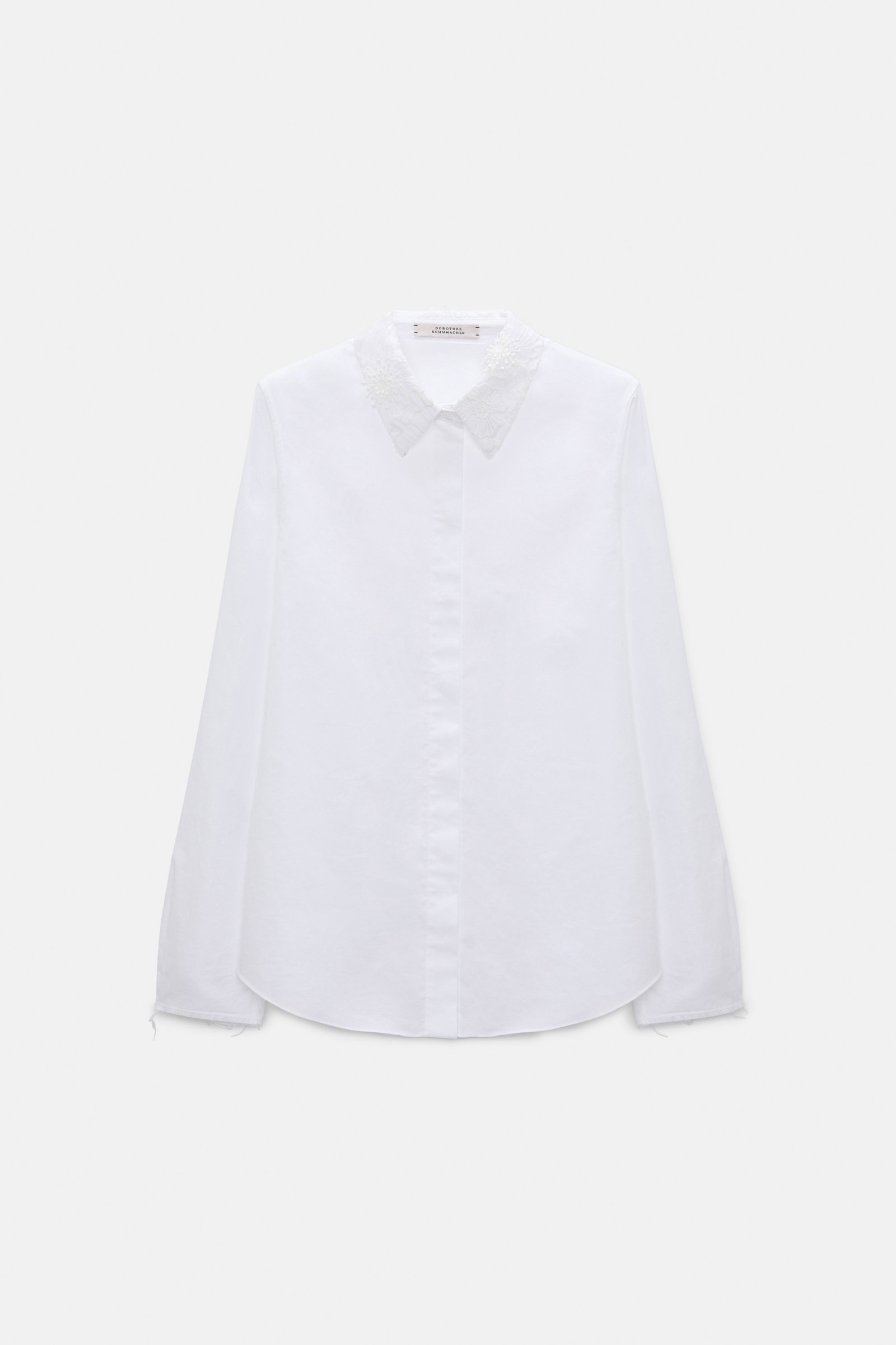 Dorothee Schumacher Cotton oxford shirt with optional lace collar pure white