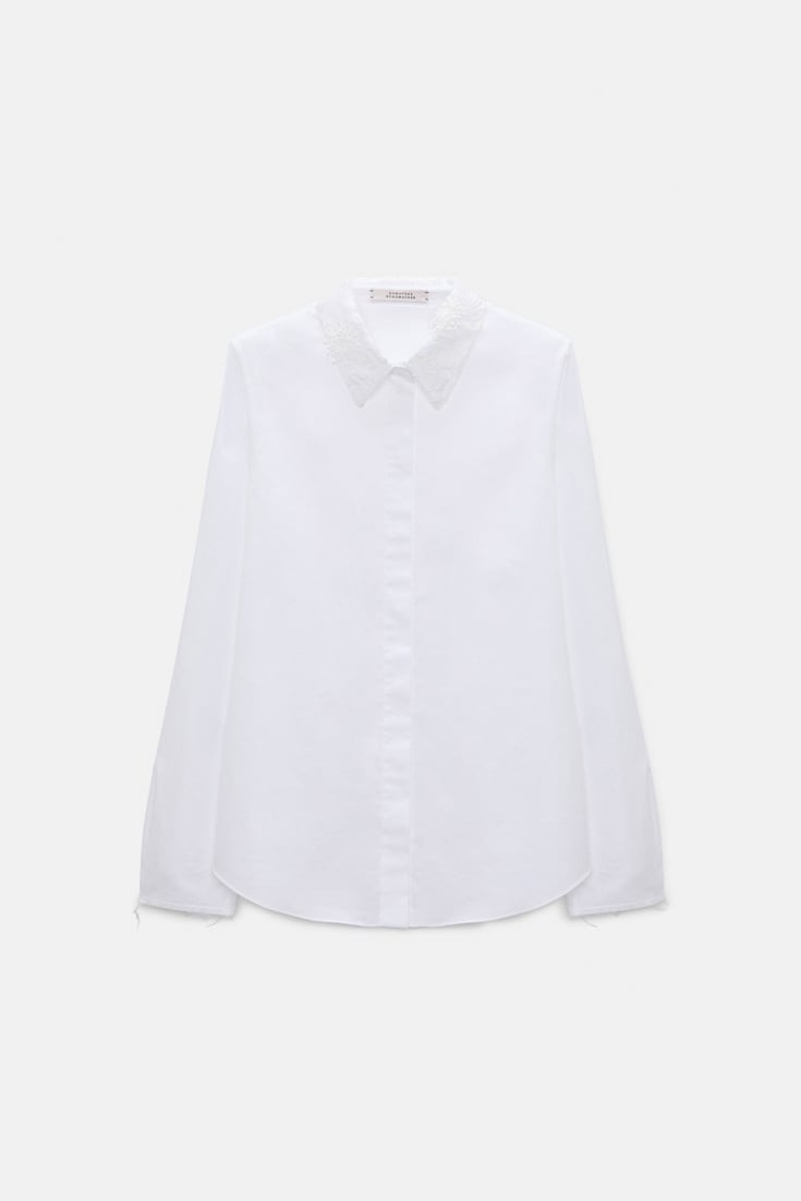 Dorothee Schumacher Cotton oxford shirt with optional lace collar pure white
