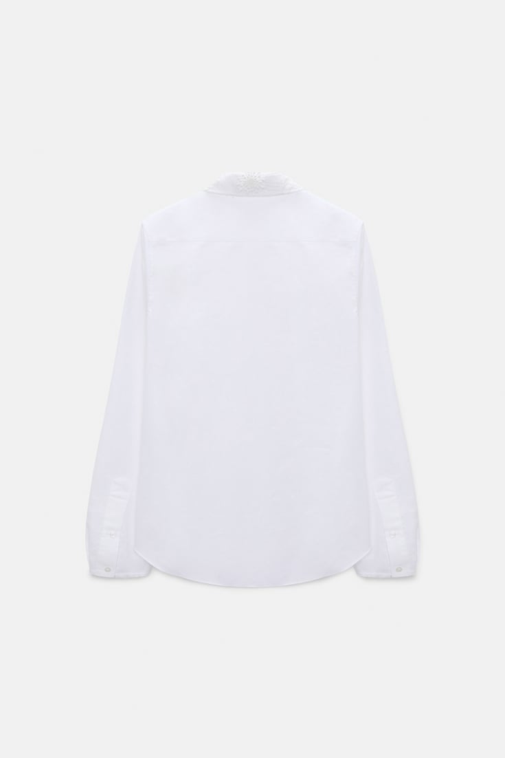 Dorothee Schumacher Cotton oxford shirt with optional lace collar pure white