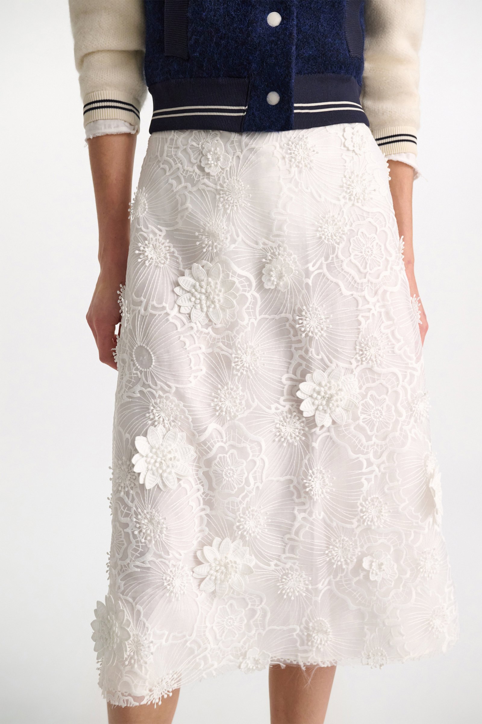 Dorothee Schumacher Embroidered organza skirt pure white