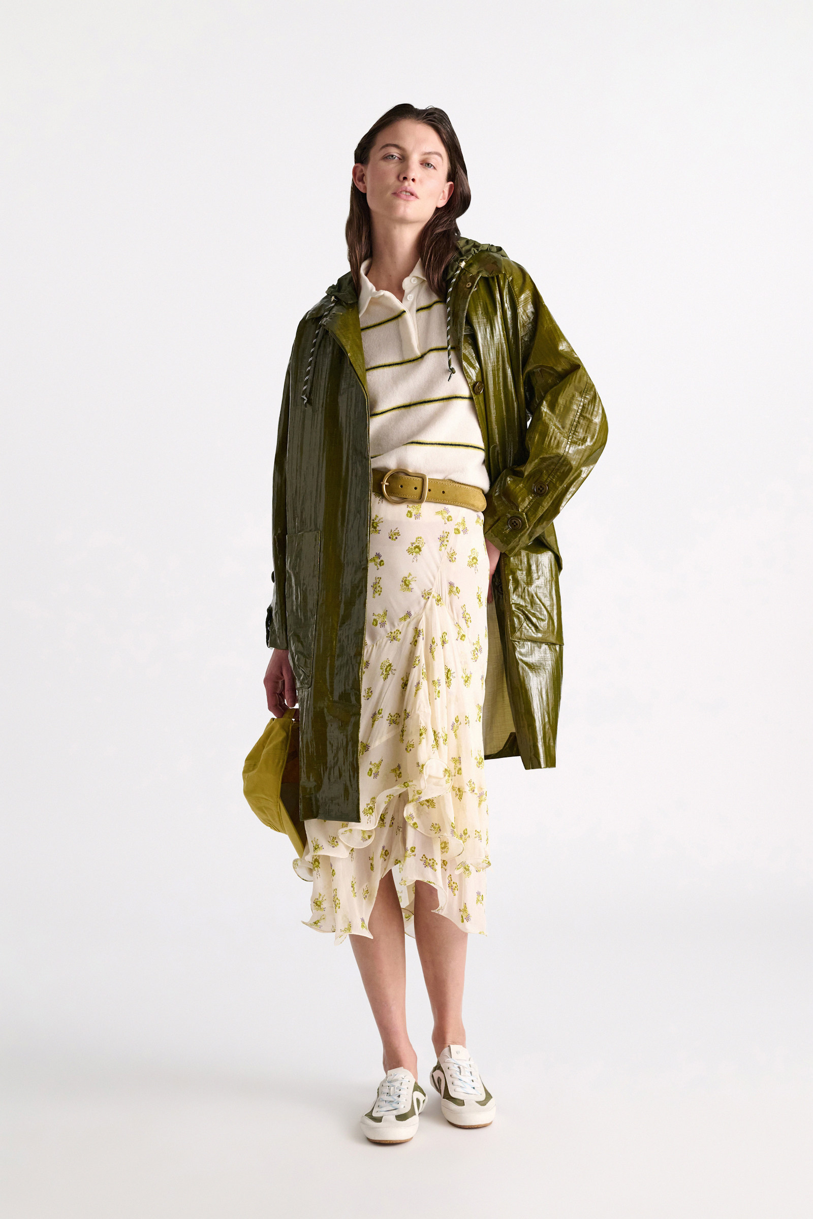Dorothee Schumacher Printed georgette midi-skirt with ruffles Little Daydream lemon