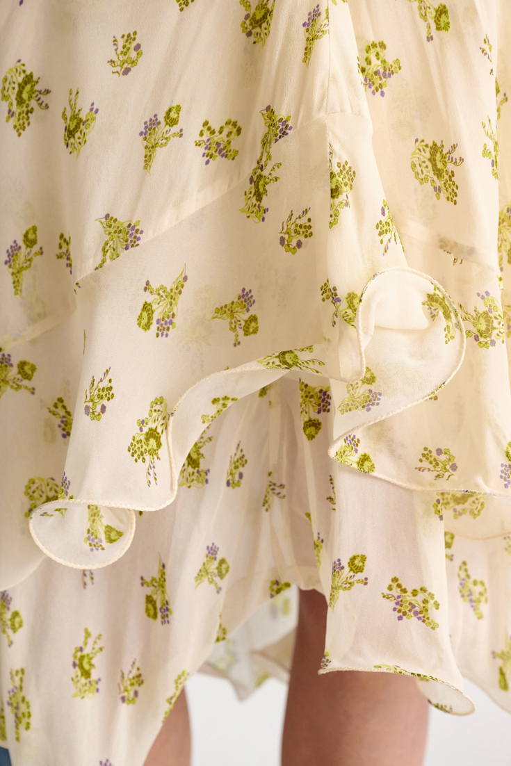 Dorothee Schumacher Printed georgette midi-skirt with ruffles Little Daydream lemon