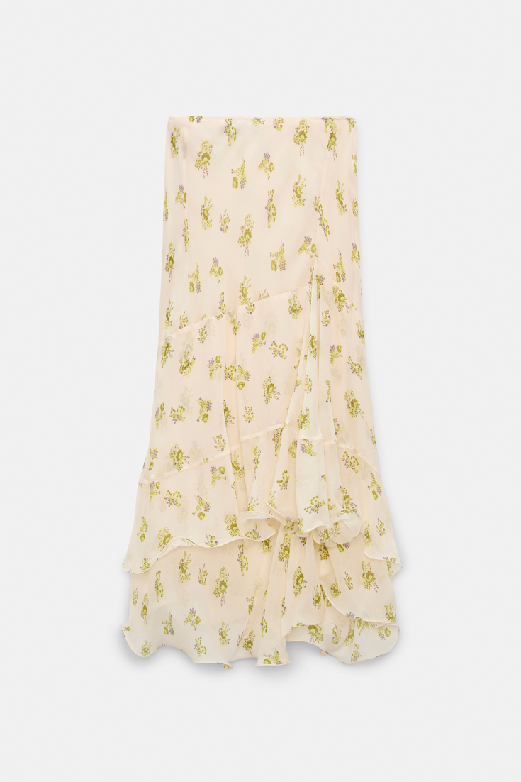 Dorothee Schumacher Printed georgette midi-skirt with ruffles Little Daydream lemon