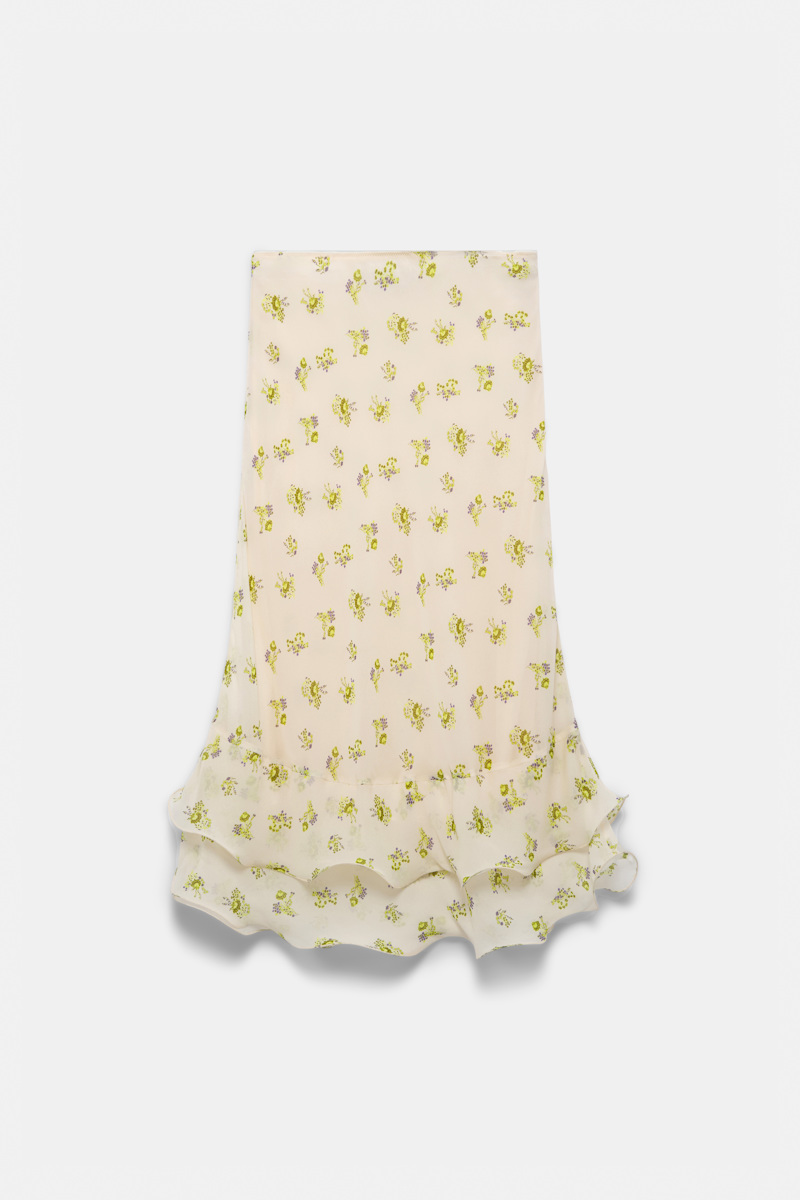 Dorothee Schumacher Women's Multi Colour Printed Georgette Midi-Skirt With Ruffles Extra Small