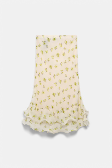 Dorothee Schumacher Printed georgette midi-skirt with ruffles Little Daydream lemon