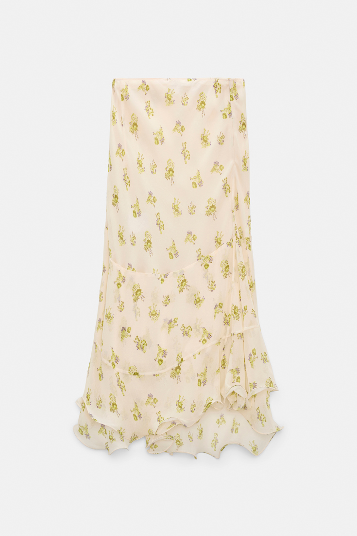 Dorothee Schumacher Printed georgette midi-skirt with ruffles Little Daydream lemon