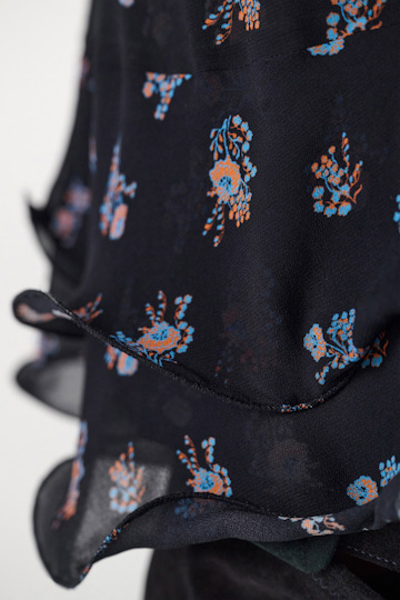 Dorothee Schumacher Printed georgette midi-skirt with ruffles Little Daydream navy orange
